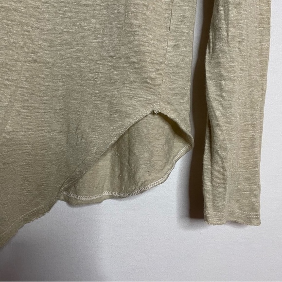 NSF Linen Blend Neutral Asymmetrical Hemline Long Sleeve Shirt - Picture 11 of 13